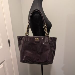 Coach Purple Patent Leather Tote Bag
